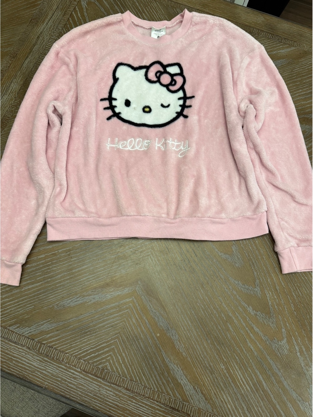 Sanrio Hello Kitty Pink Faux Fur Plush Sweatshirt